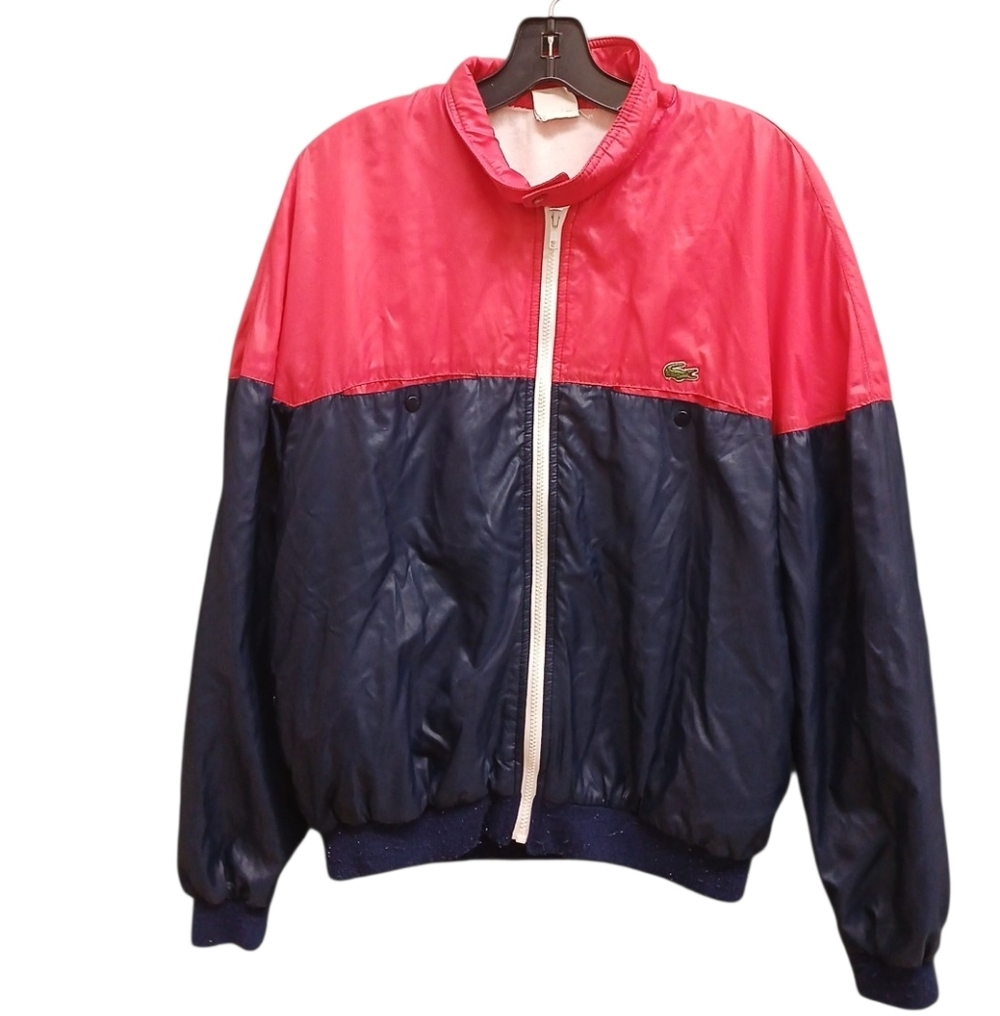 Lacoste Izod Vintage Red and Navy Colorblock Zip-Up Jacket Size Large